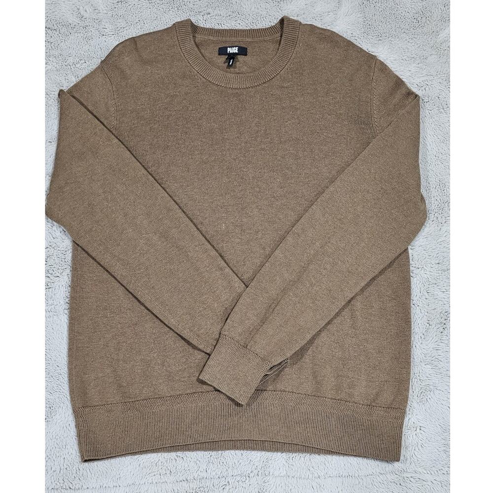 Paige Mens Wool Sweater 50% Mercerized Wool, 50% Cotton Heathered Palm Sz S, NEW